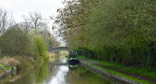 Canal Llangollen Wrenbury Cheshire Avec Pont Bateau Étroit — Photo