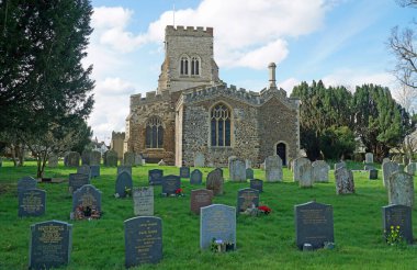 Henlow Church and graveyard Bedfordshire. clipart