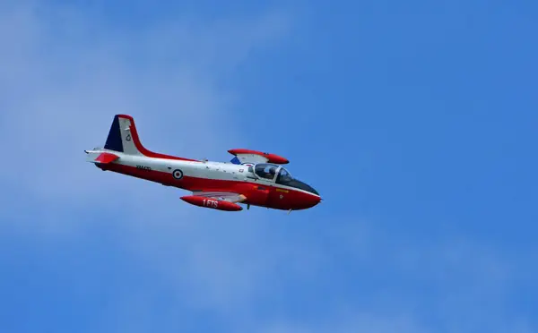 stock image ICKWELL, BEDFORDSHIRE, ENGLAND - MAY 12, 2024: Vintage Hunting Jet Provost T.3 in flight