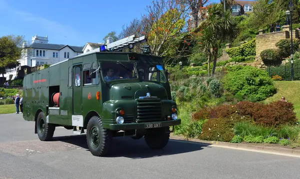 Stock image FELIXSTOWE, SUFFOLK, ENGLAND - MAY 05, 2024:  Classic  Preserved Bedford Green Goddess Fire Truck