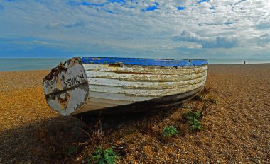 Old Fishing Boat on Aldeburgh Beach. clipart