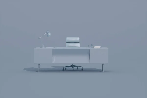 Pastel Blue Monochromatický Minimální Kancelářský Stůl Stůl Minimální Koncepce Pro — Stock fotografie