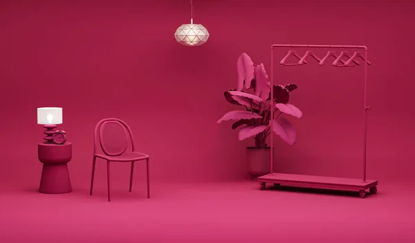 Creative Interior Design Viva Magenta Studio Clothes Hanging Rack Table — Foto Stock