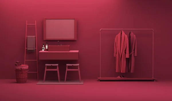 Viva Magenta Bathroom Interior Color Year 2023 Crimson Red Burgundy — Fotografia de Stock