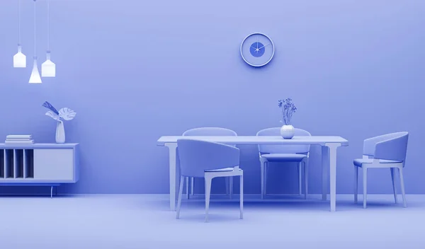 家具や客室の付属品とプレーンモノクロームのパステルパープルの色で部屋のインテリア コピースペース付きの明るい背景 ウェブページの3Dレンダリング プレゼンテーションの背景 — ストック写真