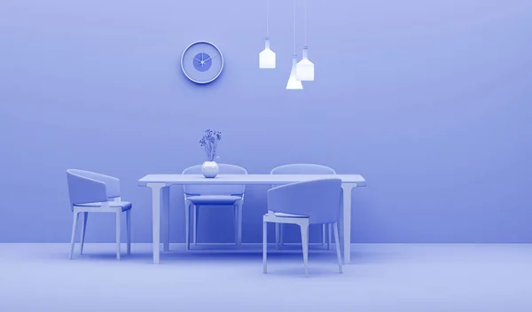 Intérieur Chambre Couleur Violet Pastel Uni Monochrome Avec Des Meubles — Photo