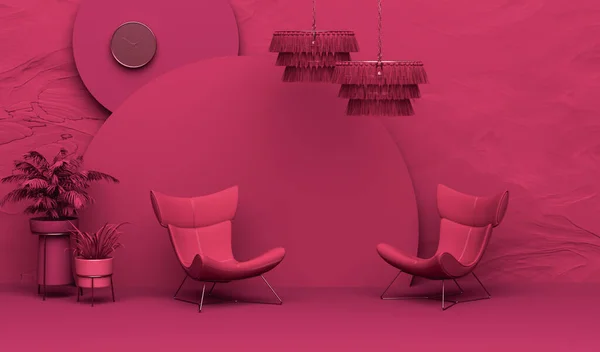 Viva Magenta Trend Colore Anno 2023 Salotto Interior Design Creativo — Foto Stock