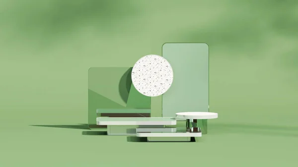Minimální Pódium Abstraktní Pozadí Pastelově Modré Zelené Barvy Scény Stín — Stock fotografie