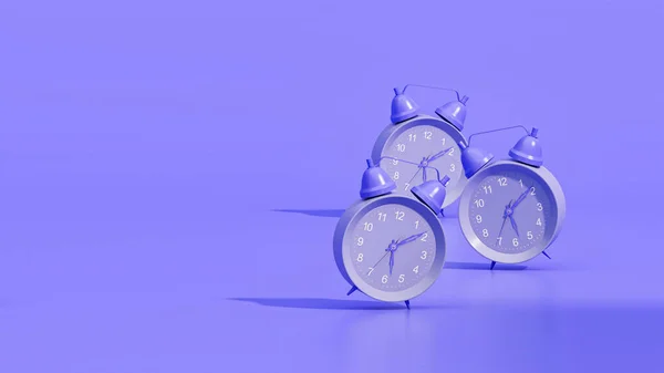 Reloj Despertador Púrpura Mesa Alarma Las Azulejo Pastel Fondo Color — Foto de Stock