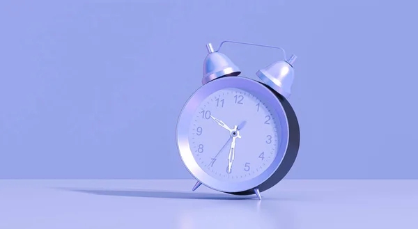 Reloj Despertador Púrpura Mesa Alarma Las Azulejo Pastel Fondo Color —  Fotos de Stock