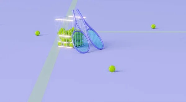 Minimale Zusammensetzung Für Sport Und Gesundes Konzept Tennisball Und Schläger — Stockfoto