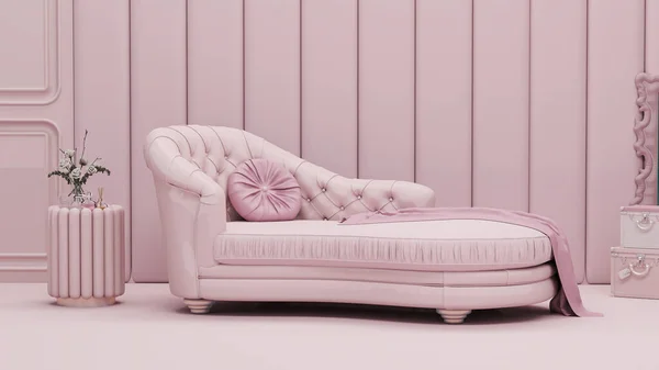 Luxus Sessel Auf Rosa Hintergrund Kleider Hängen Auf Einem Regal — Stockfoto