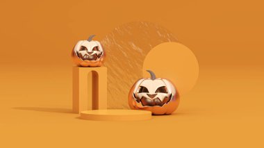 Halloween background with podium for product display. 3d rendering.