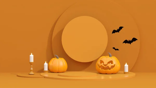 Szczęśliwego Halloween Realistyczne Etapie Projektowania Podium Okrągłe Studio Torba Zakupy — Zdjęcie stockowe