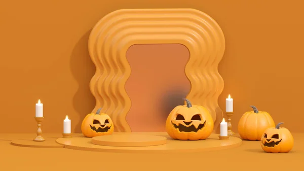 Feliz Halloween Fondo Podio Realista Del Escenario Del Diseño Estudio —  Fotos de Stock