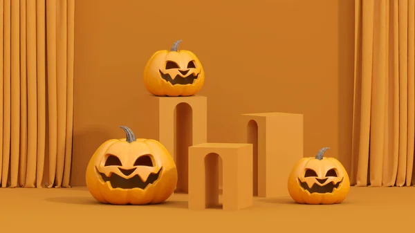 Halloween Background Podium Product Display Rendering — 스톡 사진