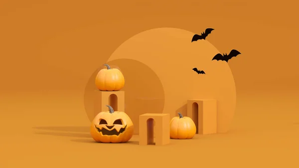 Halloween Background Podium Product Display Rendering — Zdjęcie stockowe