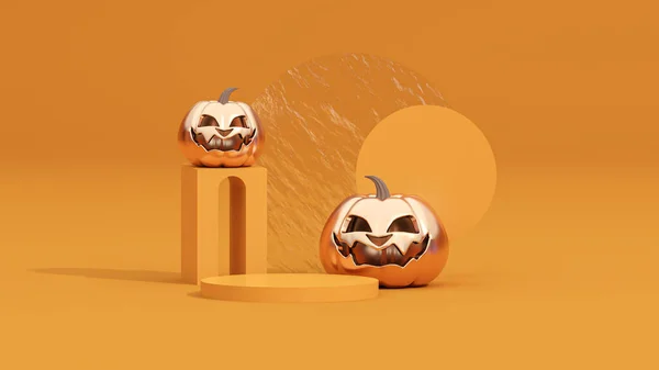 Halloween Background Podium Product Display Rendering — Fotografia de Stock