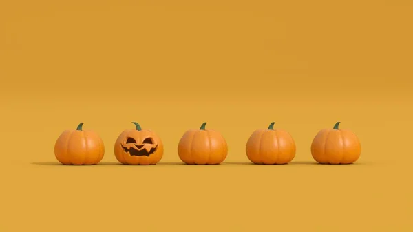 Jogo Halloween Abóbora Férias Realista Abóboras Laranja Com Corte Assustador — Fotografia de Stock