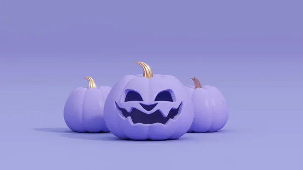Calabaza Púrpura Sobre Fondo Púrpura Pastel Feliz Halloween Concepto Vacaciones —  Fotos de Stock