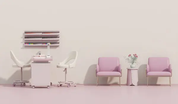 Maken Schoonheid Spa Nagel Salon Pastel Roze Achtergrond Illustratie Van — Stockfoto
