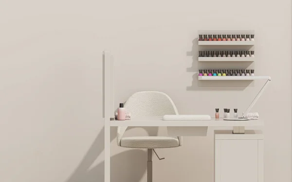 Maken Schoonheid Spa Nagel Salon Pastel Beige Achtergrond Illustratie Van — Stockfoto