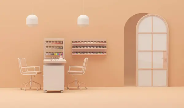 Beauty Spa Nail Salon Peach Fuzz Color Trend 2024 Background — Zdjęcie stockowe