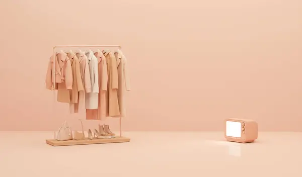 Peach Fuzz Ist Die Trendfarbe Des Jahres 2024 Herbstkleidung Die — Stockfoto