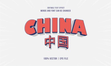 Düzenlenebilir metin efektini yazdır Çin metni 3d şablon biçimi premium vektörü