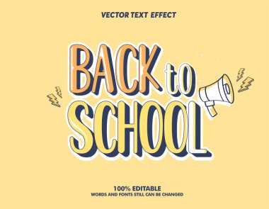 Düzenlenebilir metin efektini yazdır - Okula Dönüş 3d Geleneksel Çizgi film şablon biçimi premium vektörü