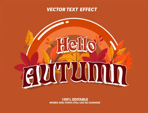 Print - Editable text effect Hello autumn 3d cartoon template style premium vector — Illustration Print Editable Text Effect Hello Autumn Cartoon Template Style Premium — Stock Vector
