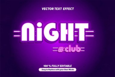 Yazdırılabilir Metin Efekti Gece Kulübü Neon Stili Parıltı Gradyan çizgi film şablon biçimi premium vektörü