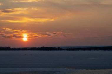  beautiful bright sunset over the earth