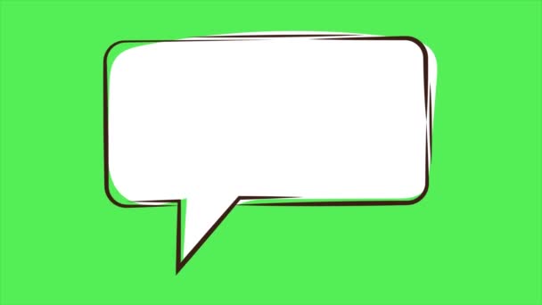 语音泡沫为文字 弹出聊天室 消息盒动画图标 绿色屏幕上的文本框 盒式对话符号与绿色屏幕模板的解说视频 免费的版权费 — 图库视频影像