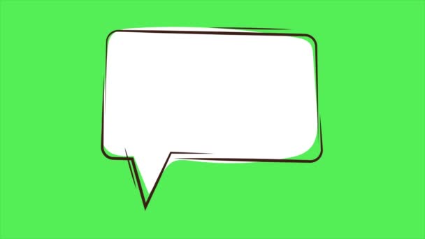 矩形文本框 弹出文本框 消息框动画图标 绿色屏幕上的文本框 带绿色屏幕模板的文本框式谈话标志符号 用于视频解说 — 图库视频影像
