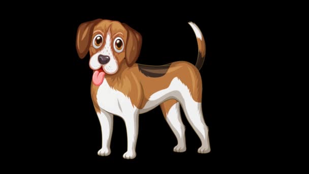 Анимированная Голова Собаки Анимации Движущиеся Уши Движущийся Хвост Движется Нога — стоковое видео