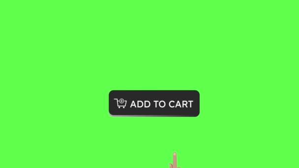 Animation Hand Pressing Add Cart Button Change Color Red Green — Αρχείο Βίντεο