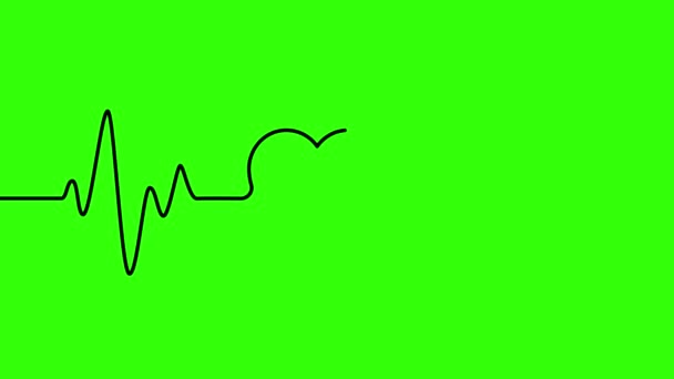ハートビートラインで心臓を形成する緑色のスクリーンアニメーションに対して黒のハートビートラインアート アニメーション ロイヤリティフリー — ストック動画