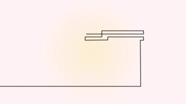 Kendi kendine çizim evi. Beyaz arka planda el çizimi siyah çizgi animasyonu. Sembol ev mimarisi ve geliştirme özellikleri projesi basit doğrusal stilde. Emlak konsepti. 4k video