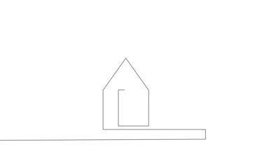 House Line Art Hand 'in 2D animasyonu çizgi film 4k çözünürlüğü videosu çizildi. Çizgi sanatı konsepti. Telif hakkı yok.