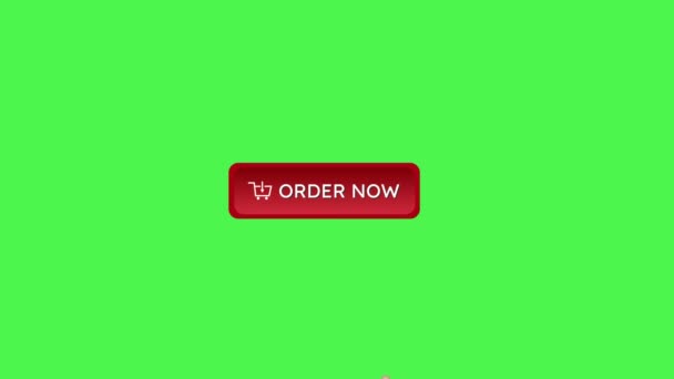 Animation Hand Pressing Order Now Button Change Color Red Green — Stockvideo