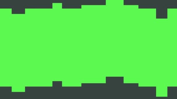 シンプルなカラフルなトランジションアニメーション 現代のダークスクエアは 緑色のクロマキーバック上の垂直方向に遷移を形成する オープンで閉じた移行 シャッタートランジション 高品質で — ストック動画