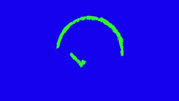Современный Зеленый Галочку Значок Вокруг Круга Маркером Анимации Синем Фоне — стоковое видео