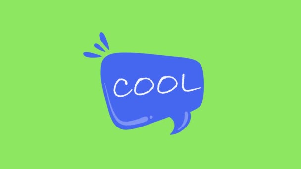 Cool Опечатка Синем Текстовом Поле Символ Речи Пузырь Зеленом Экране — стоковое видео