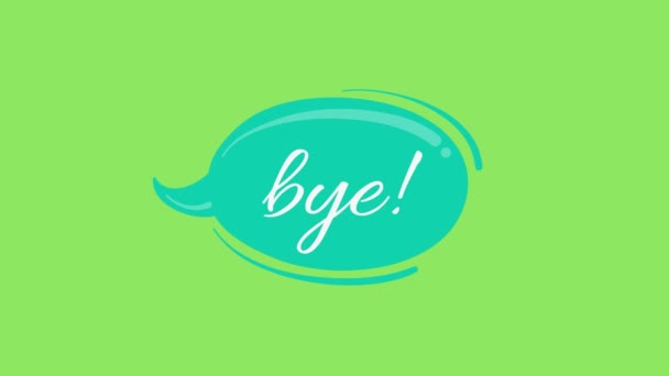 Bye Τυπογραφικό Λάθος Μπλε Textbox Σύμβολο Φούσκα Ομιλία Στυλ Πράσινο — Αρχείο Βίντεο