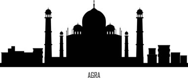 Agra skyline. Agra skyline and landmarks silhouette, Black tone gradient design on white background, vector illustration. Landscape in flat style. Agra city template for your design.