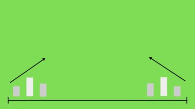 Infographic growth 2D çizgi animasyonu. Grafik çizelgesi animasyonu gri renkte. Zıt taraflardan iki ok aşağıdan yukarıya hareket ediyor. İş başarısı. Başarılı pazarlama stratejisi raporu.  