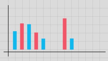 Infographic growth 2D grafik animasyonu. Animasyon kırmızı çizgi durgunluk çizelgesi ve bir trend çizelgesi. Ekonomik kriz, durgunluk, enflasyon kavramı. Çizelge grafiği. Kâr düştü.