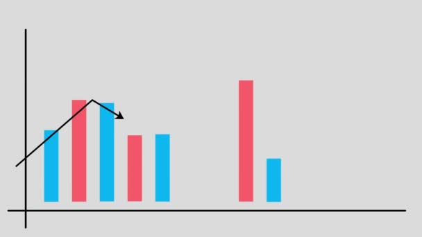 Infographic Growth Line Graph Animation Černá Negativní Klesá Animace Obchodního — Stock video