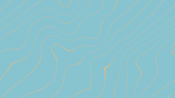 Linhas Onduladas Douradas Motion Graphic Light Blue Abstract Background Animation — Vídeo de Stock